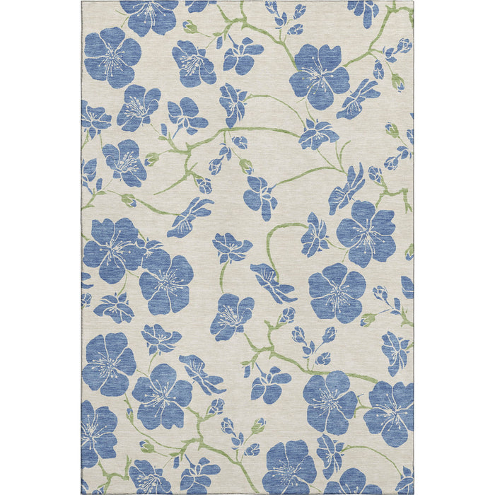 10' X 14' Floral Washable Area Rug With UV Protection (681167) - Linen / Blue / Green