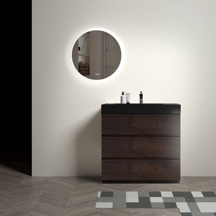 Giga Alice bathroom vanity with large storage, freestanding design, one-piece sink basin, modern style, without drain or faucet.