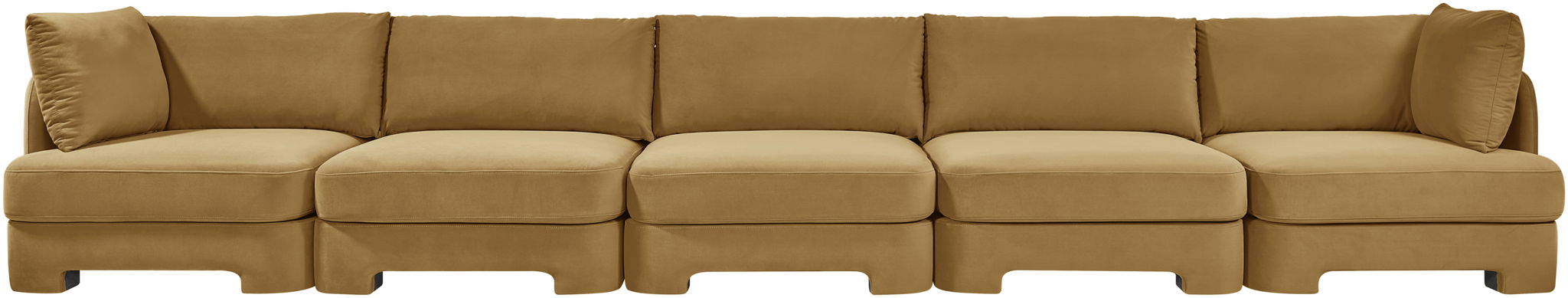 Meridian Furniture Hammond velvet performance fabric 5-piece sectional sofa with plush upholstery and modern design.
