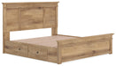 Signature Design by Ashley Makidern Panel Storage Bed with built-in storage drawers and modern design in a bedroom setting.