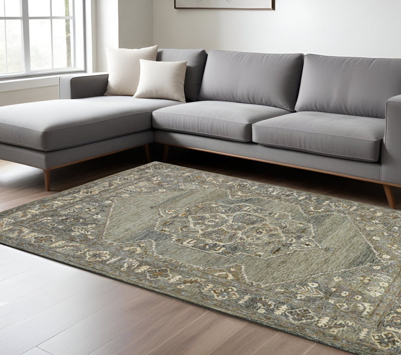 9' X 13' Wool Oriental Hand Tufted Area Rug - Ivory