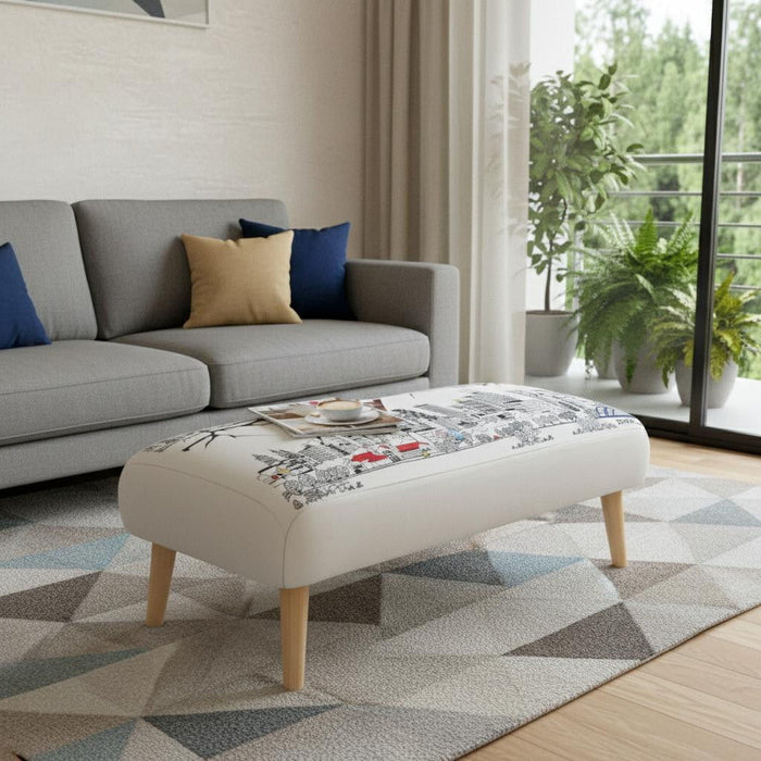 Ottoman Wool 38" - Cream / Brown