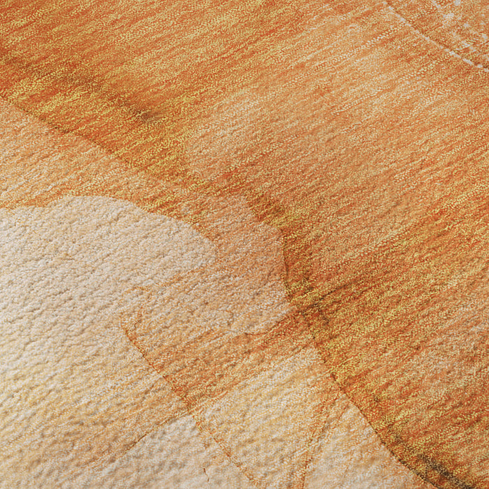 3' X 5' Abstract Washable Area Rug With UV Protection (646865) - Orange / Ivory