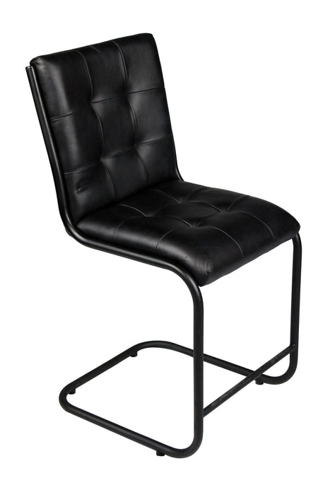 Tufted Upholstered Leather Dining Side Chair - Black