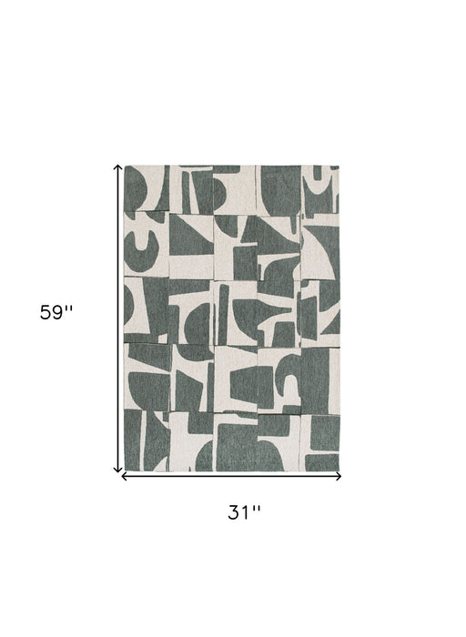 3' X 5' Geometric Washable Area Rug (551963) - Gray / Green