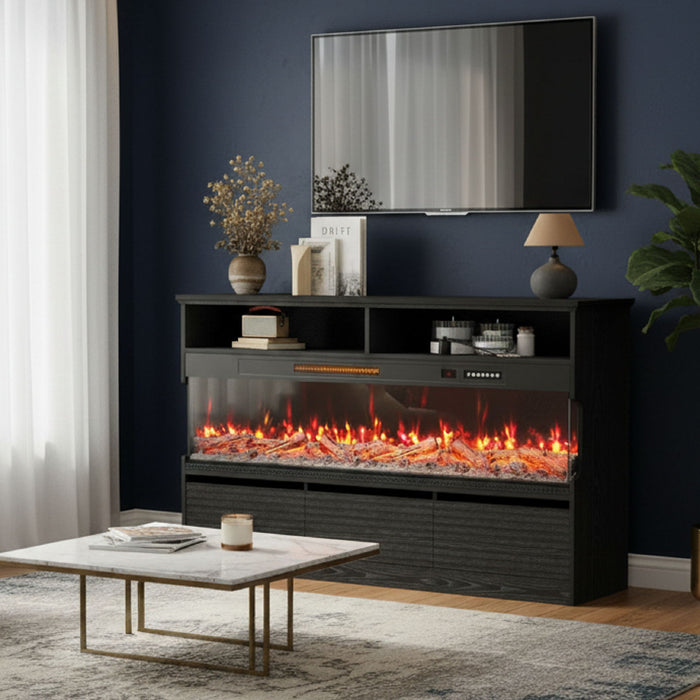 Wood Fireplace Entertainment Center With Fireplace (723793) - Black