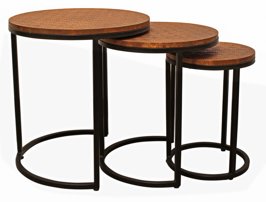 Round Nested Tables (Set of 3) - Black And Copper
