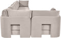 Meridian Furniture Hammond velvet performance fabric L-shaped sectional sofa with six stationary sections in a modern living room setting