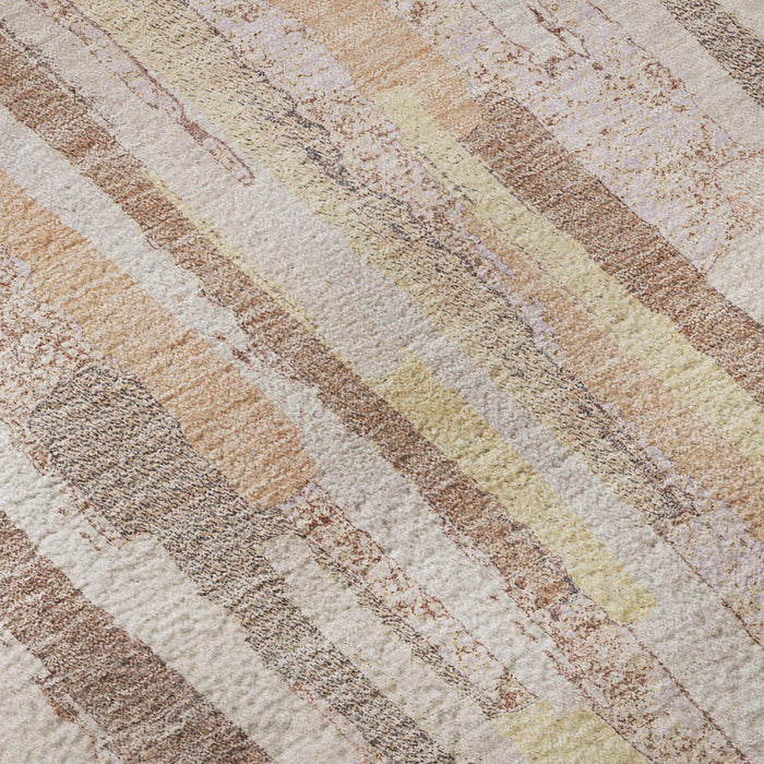 10' X 14' Striped Washable Area Rug With UV Protection (692952) - Pink / Yellow / Peach