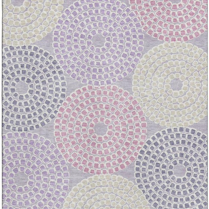 10' X 14' Geometric Washable Area Rug With UV Protection (670129) - Lavender / Gray / Blush