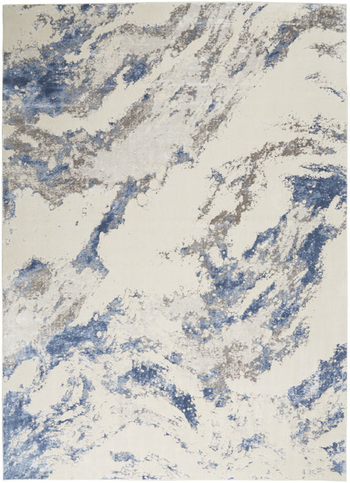 8' X 11' Abstract Non Skid Area Rug (550761) - Ivory / Blue / Gray