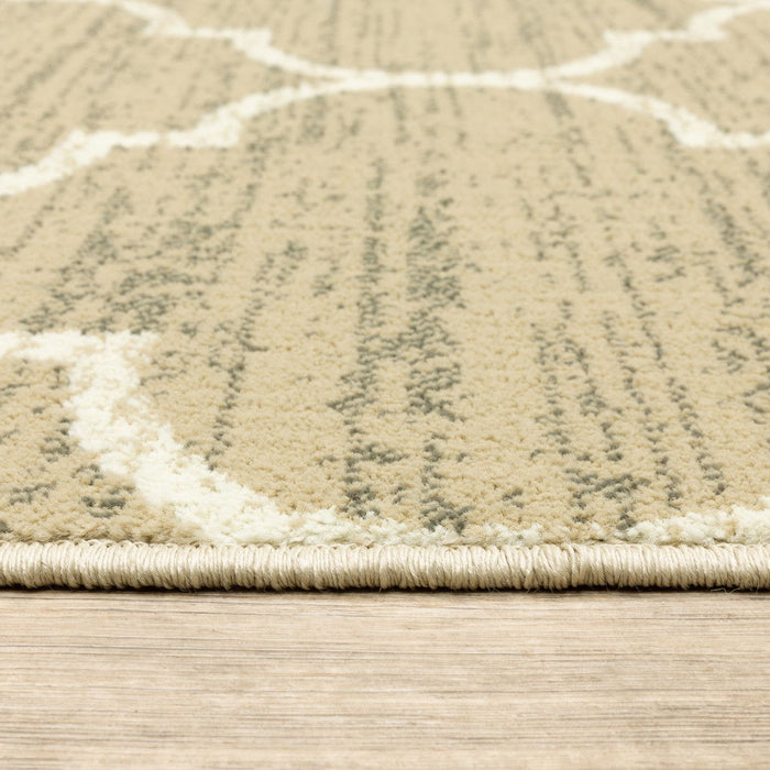 10' x 13' Geometric Power Loom Stain Resistant Area Rug - Beige And Ivory