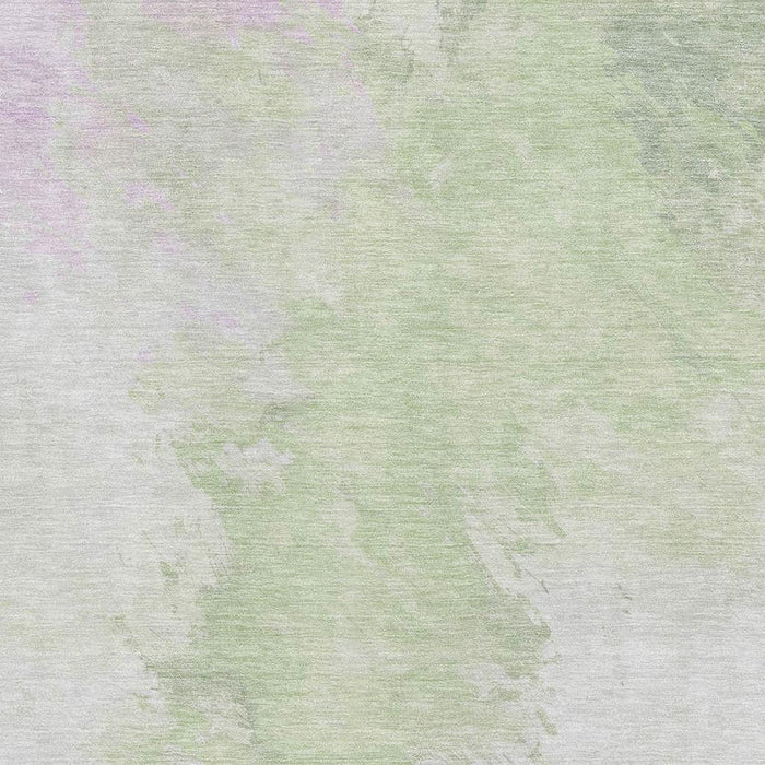10' X 14' Abstract Washable Area Rug With UV Protection (696752) - Artichoke Green / Ivory / Lavender