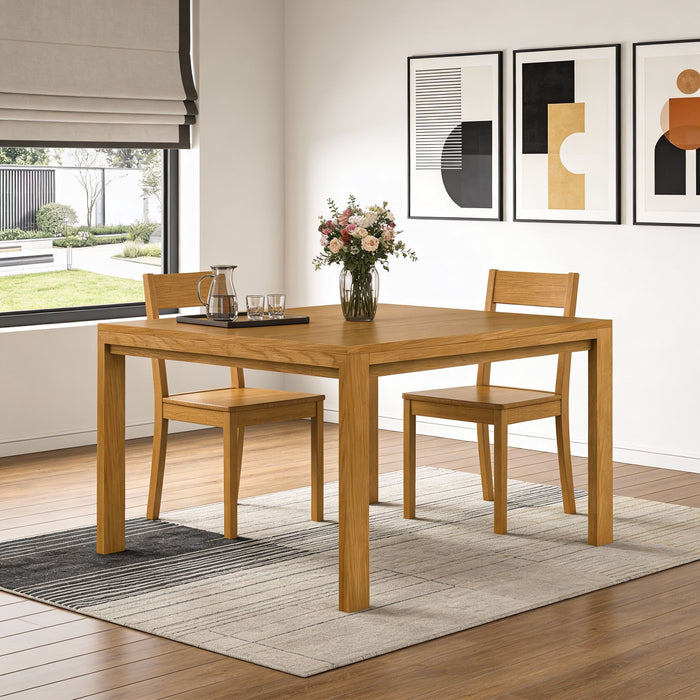Wood Frame Base Square Dining Table - Oak