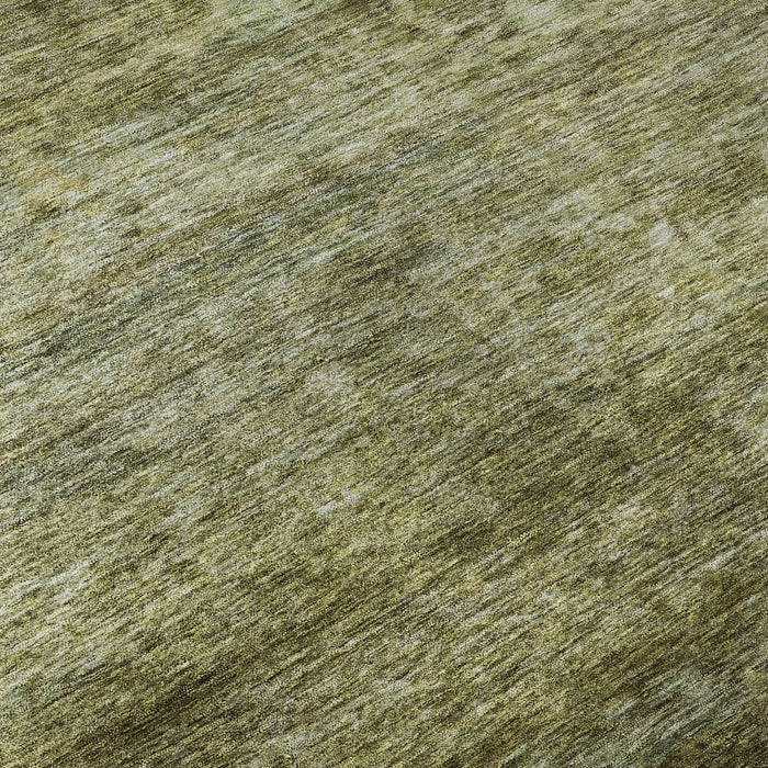 10' X 14' Striped Washable Area Rug With UV Protection (688033) - Olive Green / Gray
