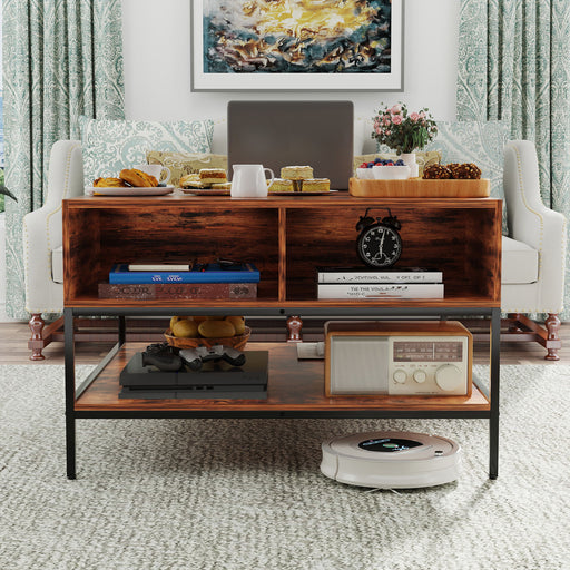 Black Giga flip-top coffee table with storage lift-top design and hidden compartment, showcasing its sleek surface and functional features.
