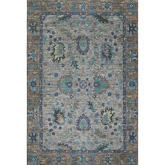 10' X 14' Oriental Washable Area Rug With UV Protection (717989) - Pewter / Teal