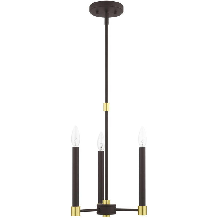 19" Three Light Dimmable Chandelier With Shades - Bronze