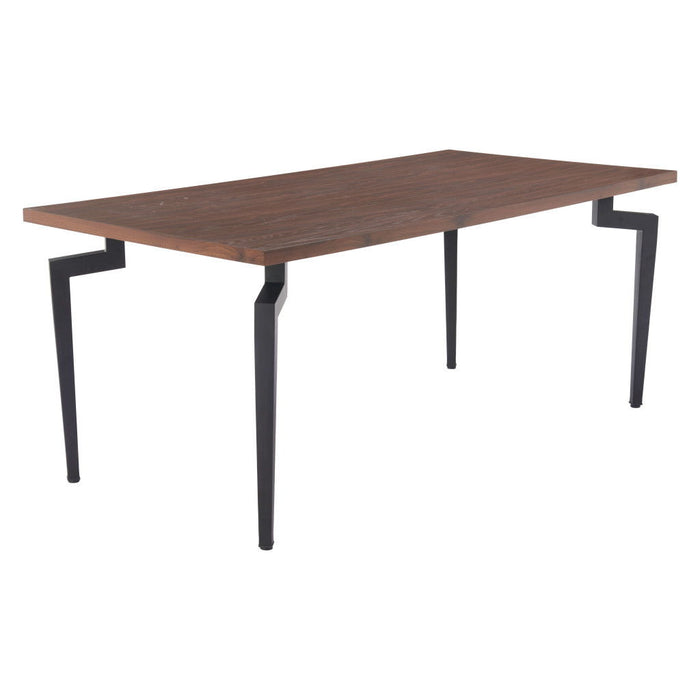 71" Wood And Steel Dining Table - Brown