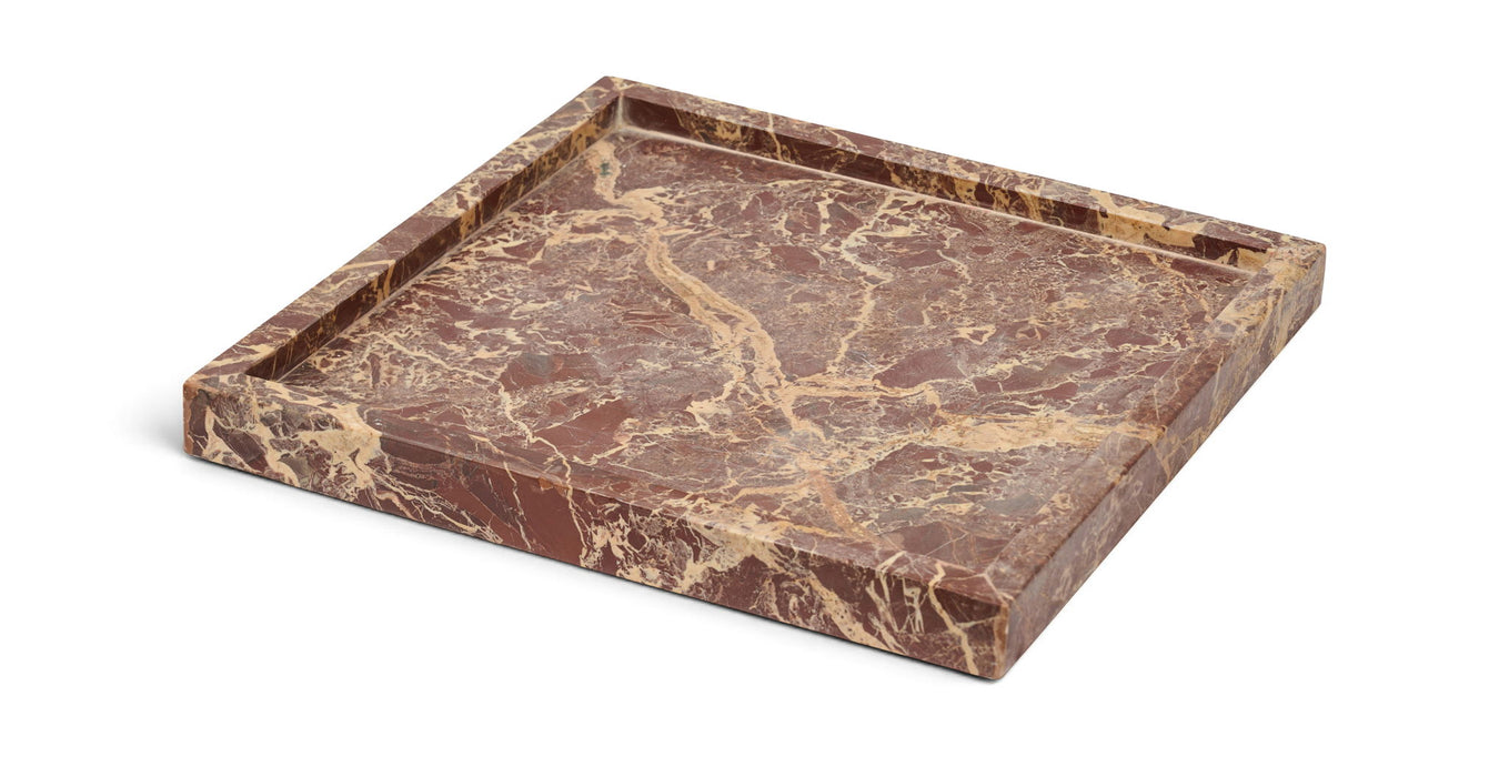 Michael genuine marble tray by Meridian Furniture, rectangular tray with smooth white marble surface and natural veining.