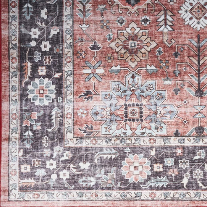 5' X 7' Oriental Distressed Non Skid Area Rug (553245) - Brick Red / Black