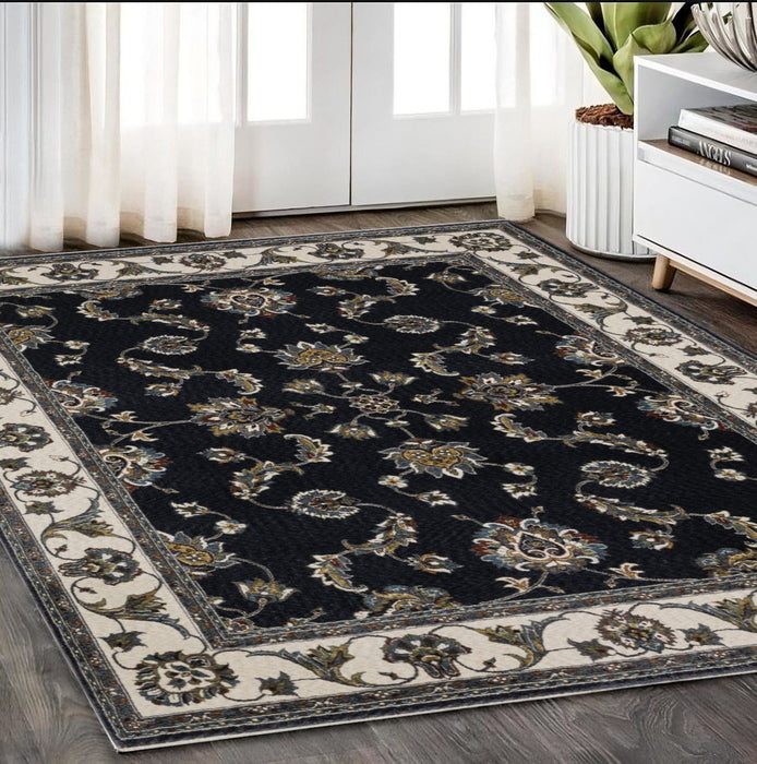 8' X 5' Traditional Oriental Area Rug With Fringe - Ivory
