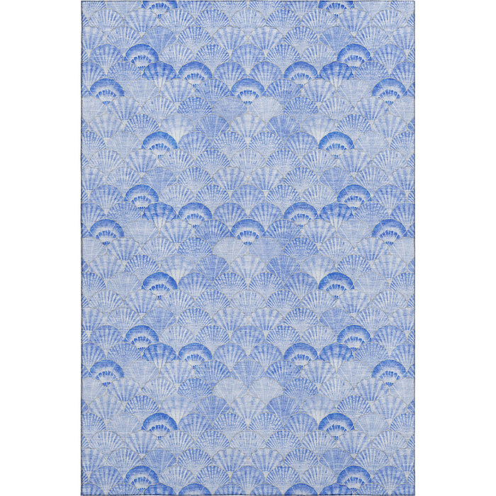 10' X 14' Geometric Washable Area Rug With UV Protection (645738) - Blue / Ivory
