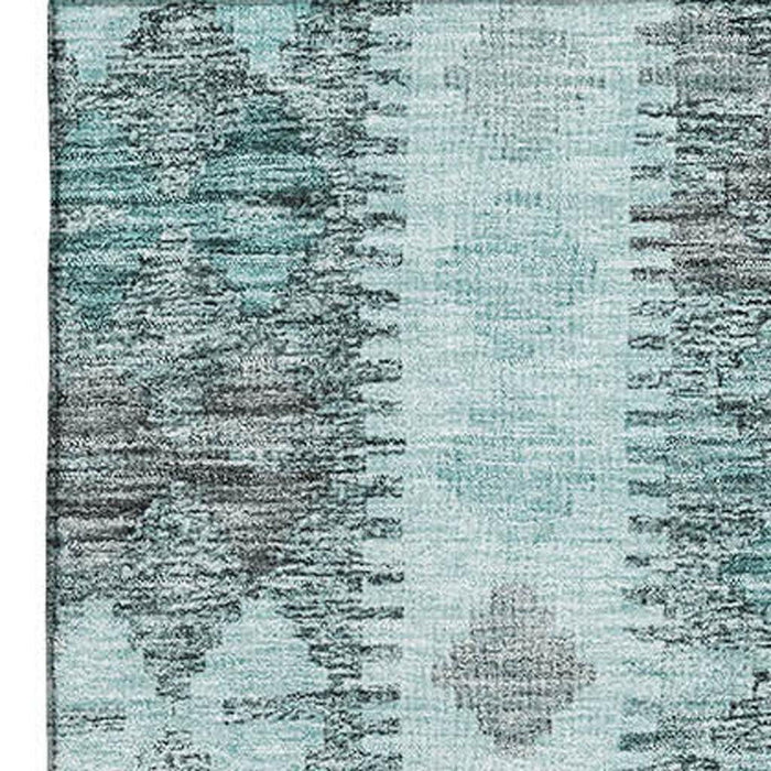 10' X 14' Geometric Washable Area Rug With UV Protection (691848) - Teal / Gray / Aqua