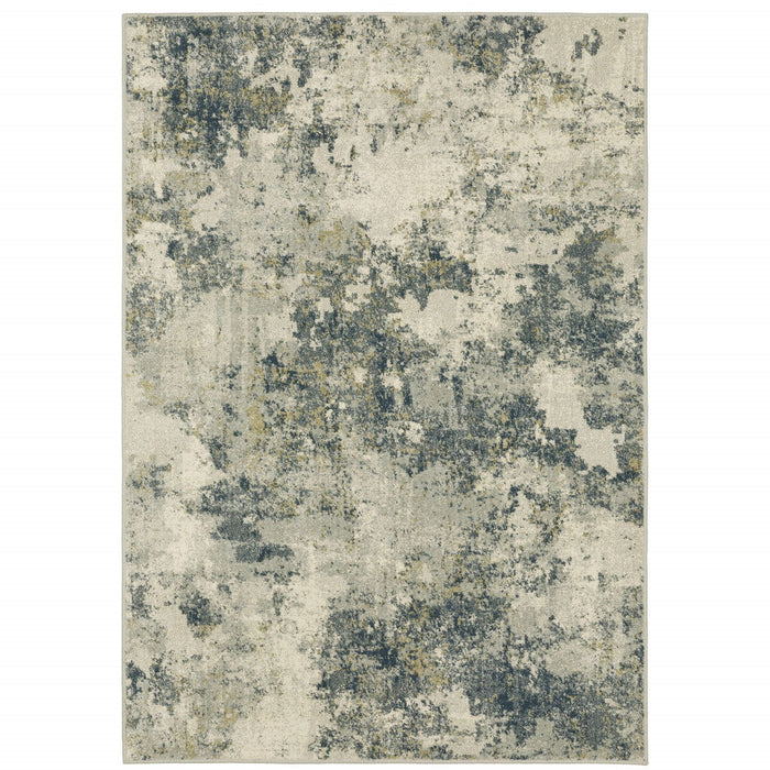 8' x 10' Abstract Power Loom Stain Resistant Area Rug - Beige Teal Gray And Gold