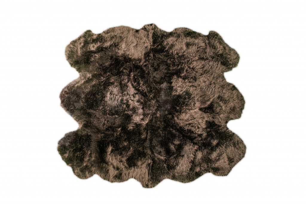 5' x 6' Wool Sheepskin Handmade Area Rug - Chocolate