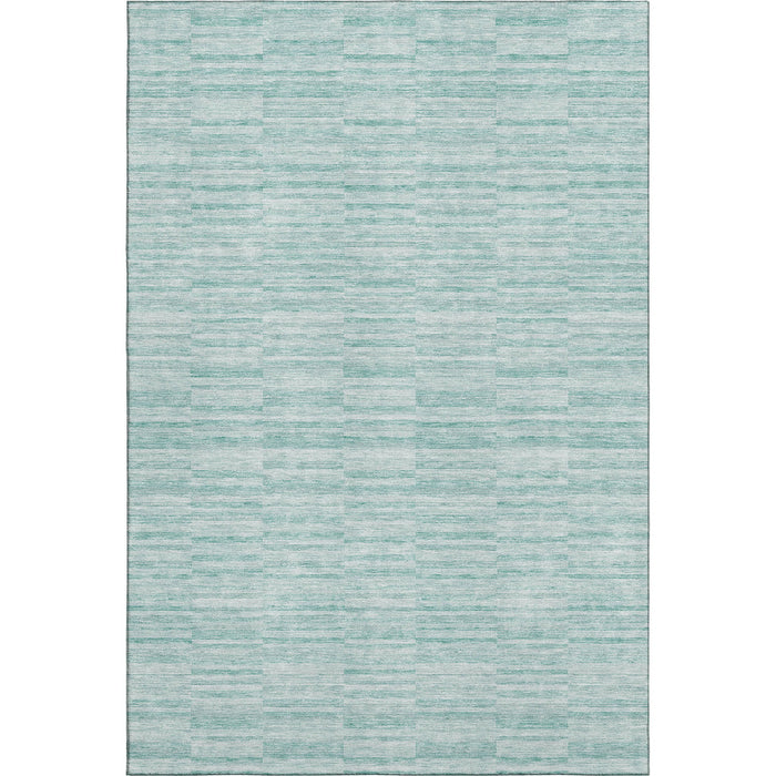 10' X 14' Striped Washable Area Rug With UV Protection - Turquoise