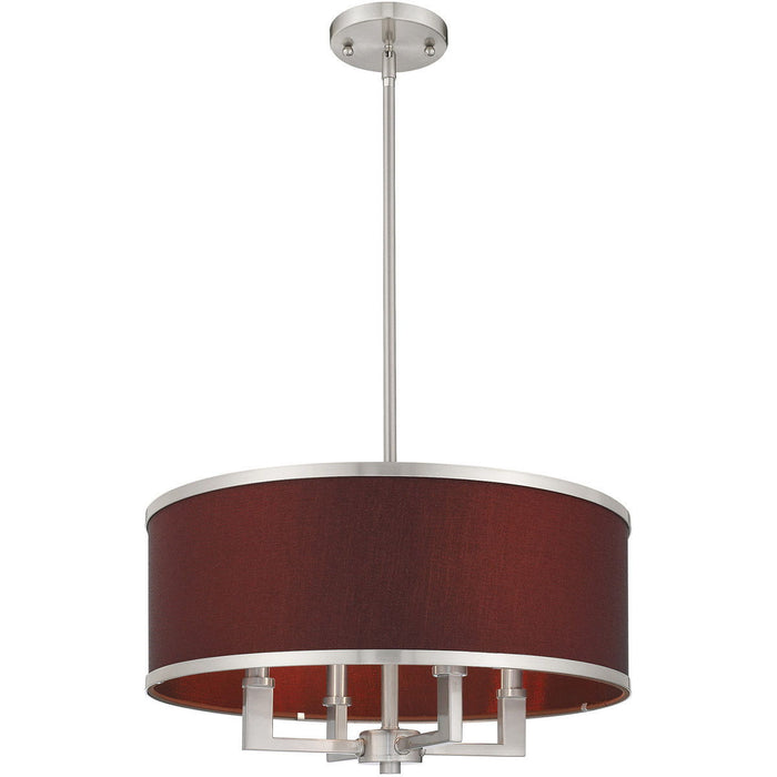 18'' Four-Light Dimmable Chandelier With Shades - Nickel / Pearl Silver