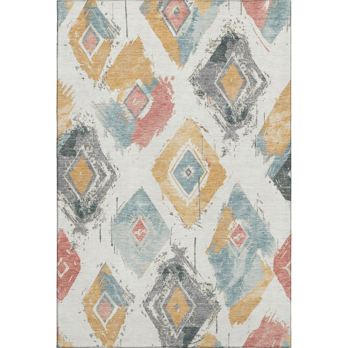 10' X 14' Abstract Geometric Washable Area Rug With UV Protection (696620) - Ivory / Gold / Blush