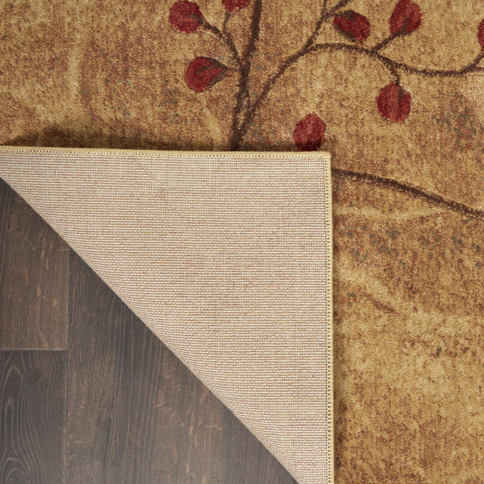 7.8' x 10.8' Floral Power Loom Non Skid Area Rug - Brown