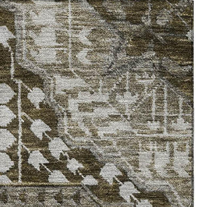 10' X 14' Diamond Washable Area Rug With UV Protection (708259) - Khaki / Ivory / Brown