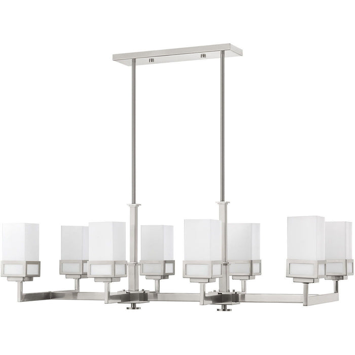 20'' Eight Light Dimmable Chandelier With Shades - Nickel