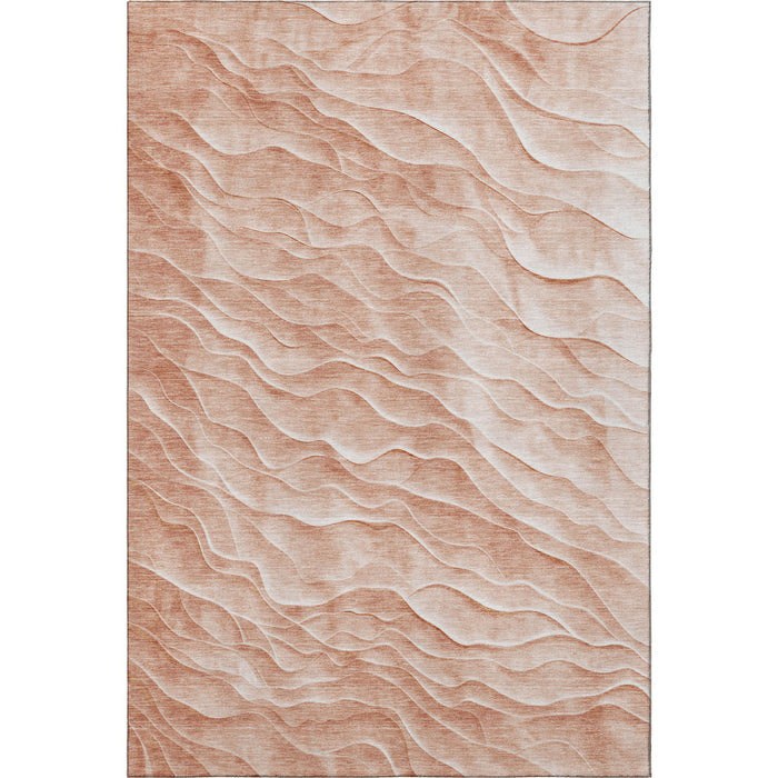 10' X 14' Abstract Washable Area Rug With UV Protection (694779) - Coral / Ivory