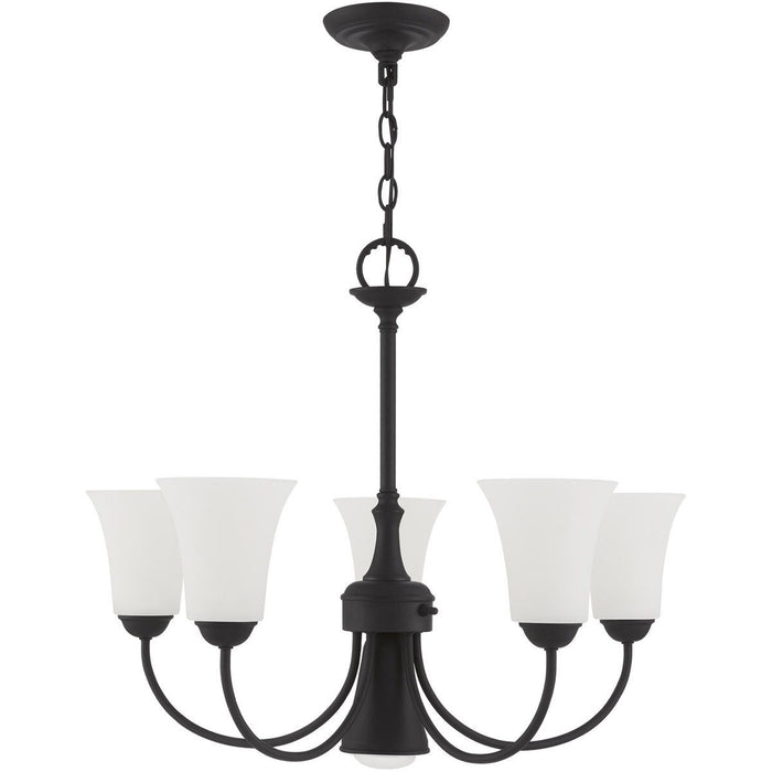 21" Six Light Dimmable Chandelier With Shades - Black