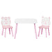Giga pink and white wooden toddler table and chair set with animal backrest, perfect for young children.
