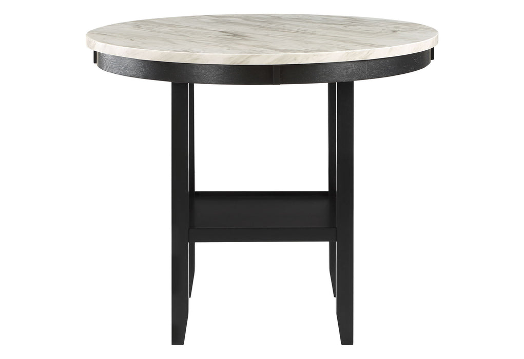 Wood Faux Marble Round Counter Height Bar Table - White / Black