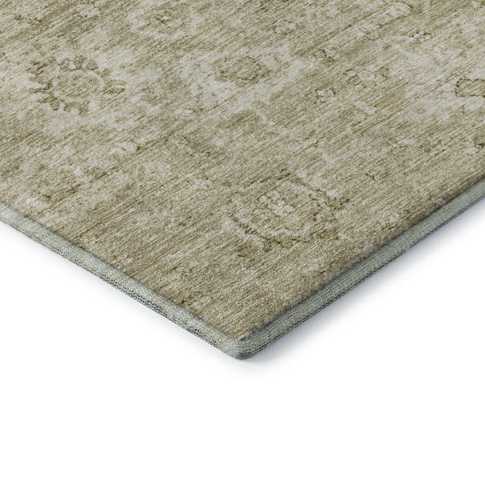 10' X 14' Damask Washable Area Rug With UV Protection (684058) - Beige / Brown