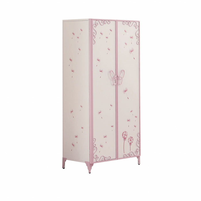 Purple and white metal standard dresser from HomeRoots, featuring a spacious wardrobe chest with a sleek, modern design.