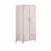 Purple and white metal standard dresser from HomeRoots, featuring a spacious wardrobe chest with a sleek, modern design.