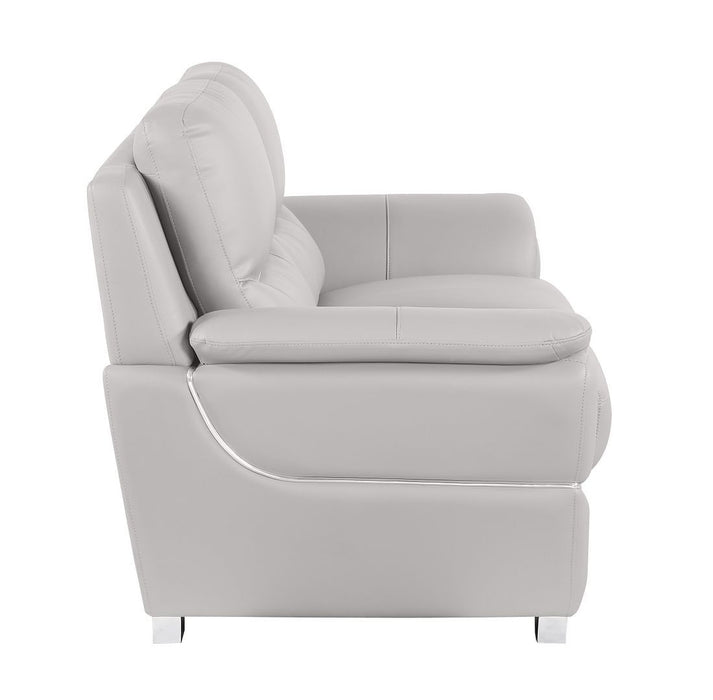 Leather Loveseat (720580) - Light Gray / Silver