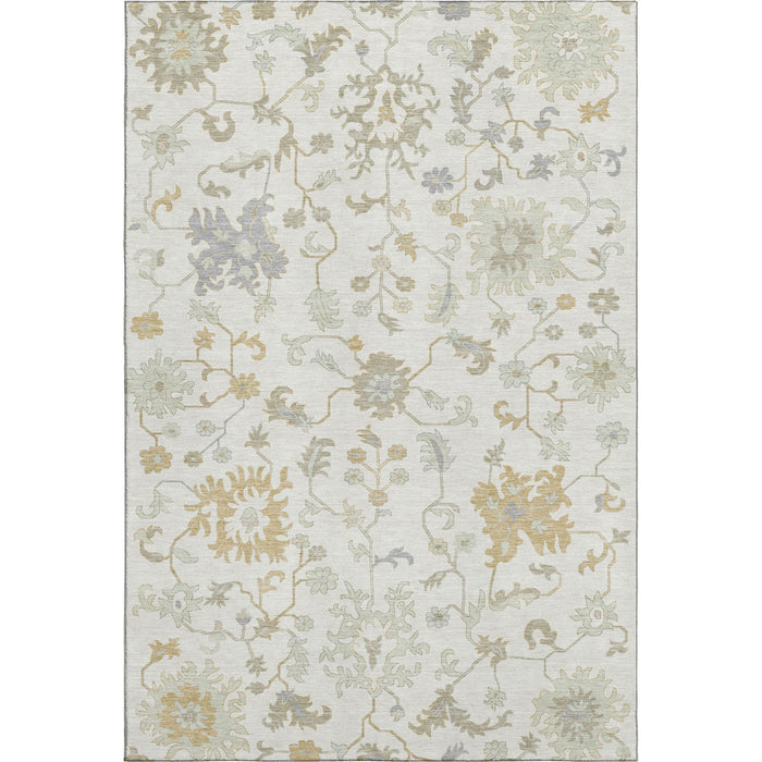 10' X 14' Floral Washable Area Rug With UV Protection (705911) - Ivory / Beige / Gray