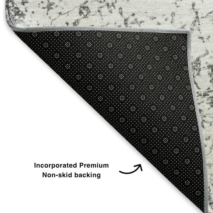 10' X 14' Abstract Washable Area Rug With UV Protection (651082) - Gray / Ivory