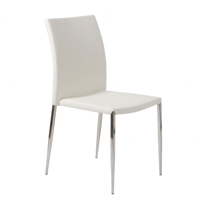 Upholstered Faux Leather Dining Side Chair (Set of 2) - White
