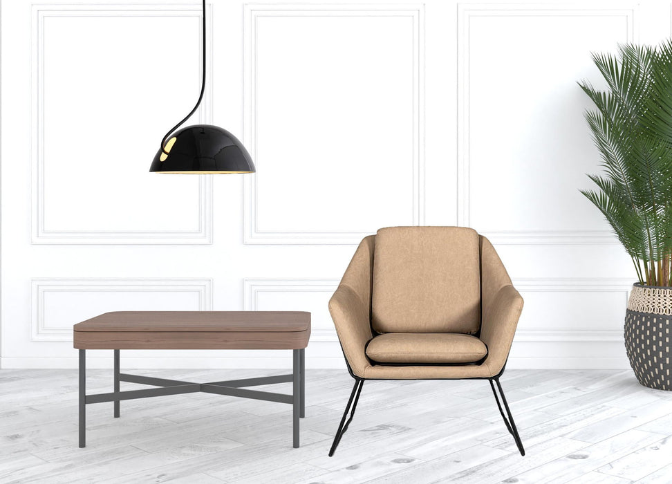 Industrial Faux Leather Accent Chair - Taupe And Black
