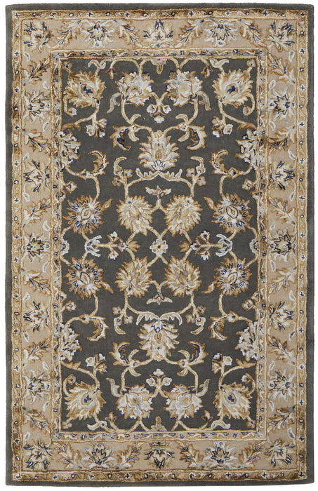 5' X 8' Floral Hand Tufted Area Rug - Taupe