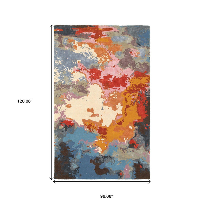 8' X 10' Industrial Abstract Hand Tufted Area Rug - Pink